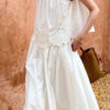 French Riviera Scalloped Broderie Anglaise Cotton Womens Midi Skirt Set