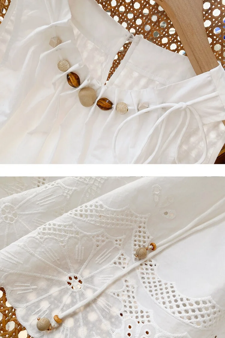 French Riviera Cotton Broderie Anglaise Womens Sleeveless Blouse
