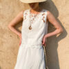 French Riviera Broderie Anglaise Linen Lyocell Womens Summer Tops