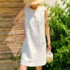 French Riviera Cotton Linen Eyelet Womens Sleeveless Shift Mini Dress