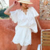 French Riviera Floral Broderie Anglaise Breathable Cotton Women Blouse