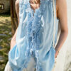 French Riviera Scalloped Lace Lyocell Linen Womens Sleeveless Blouse