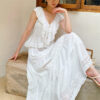 French Riviera Crochet Lace Cotton Womens White Tiered Maxi Skirt