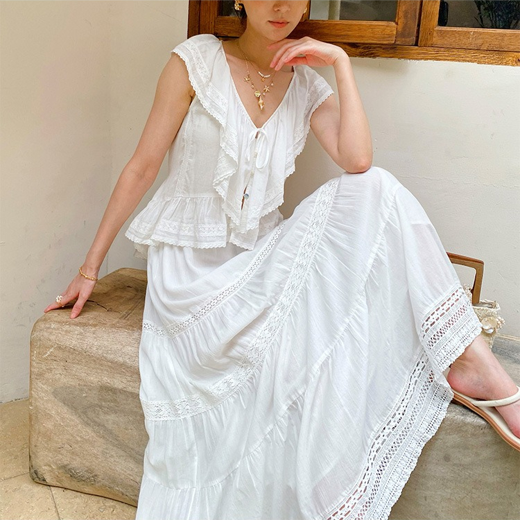 French Riviera Breathable Cotton Broderie Anglaise Womens Blouse