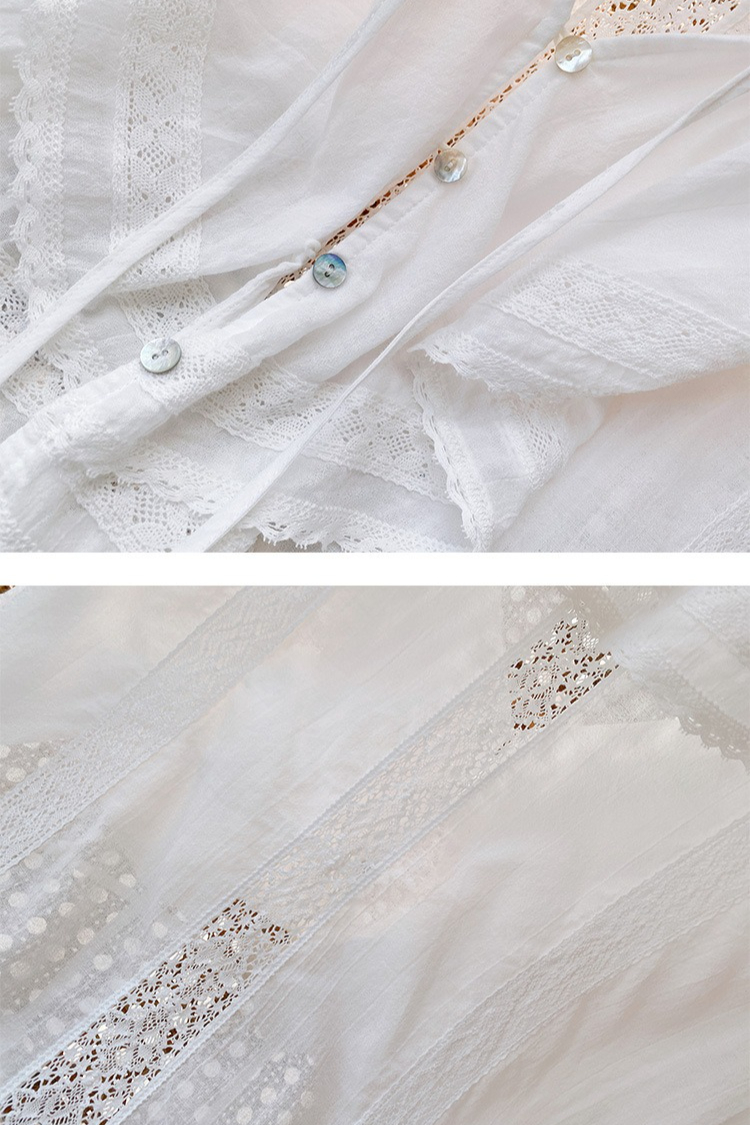French Riviera Breathable Cotton Broderie Anglaise Womens Blouse
