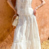 French Riviera Broderie Anglaise Cotton Womens Summer Midi Skirt