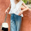 French Riviera Breathable Cotton Broderie Anglaise Womens Blouse