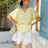 French Riviera Floral Broderie Anglaise Breathable Cotton Women Blouse