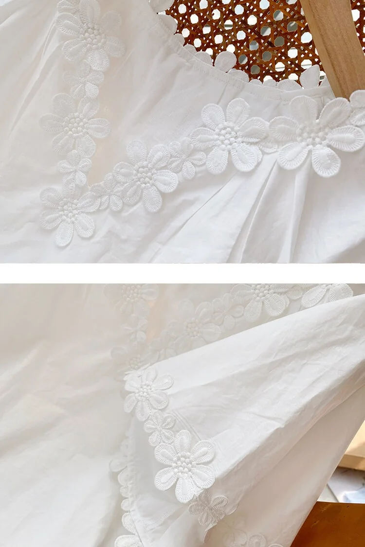 French Riviera Floral Broderie Anglaise Breathable Cotton Women Blouse