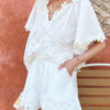 French Riviera Summer Cotton Scalloped Broderie Anglaise Womens Shorts