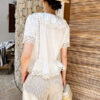 French Riviera Cotton Broderie Anglaise Off White Short Sleeve Blouse