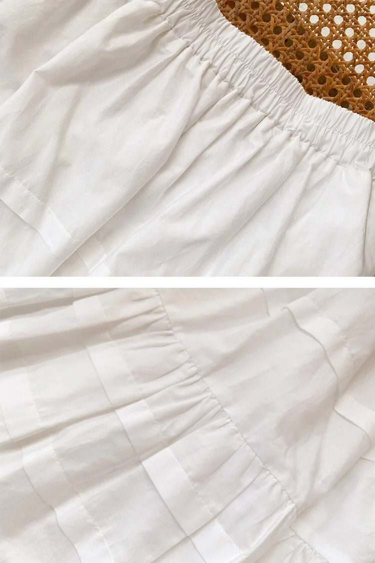 French Riviera Scalloped Broderie Anglaise Cotton Womens Midi Skirt