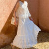 French Riviera Broderie Anglaise Cotton Womens Summer Midi Skirt