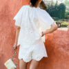 French Riviera Summer Cotton Scalloped Broderie Anglaise Womens Shorts