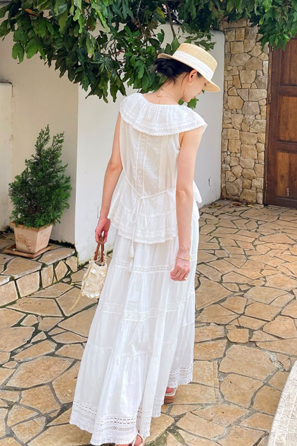 French Riviera Breathable Cotton Broderie Anglaise Womens Blouse
