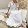 French Riviera Cotton Broderie Anglaise Womens Short Sleeve Blouse