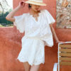 French Riviera Floral Broderie Anglaise Breathable Cotton Women Blouse