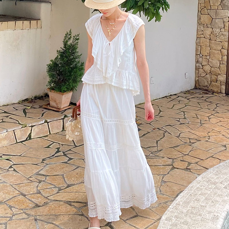 French Riviera Breathable Cotton Broderie Anglaise Womens Blouse