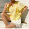 French Riviera Floral Broderie Anglaise Breathable Cotton Women Blouse