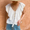 French Riviera Breathable Cotton Broderie Anglaise Womens Blouse