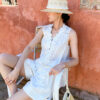 French Riviera Breathable Linen Lyocell Crochet Belt Womens Shorts
