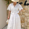 French Riviera Cotton Broderie Anglaise Womens Short Sleeve Blouse