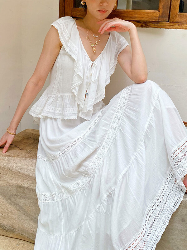 French Riviera Breathable Cotton Broderie Anglaise Womens Blouse
