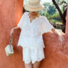 French Riviera Summer Cotton Scalloped Broderie Anglaise Womens Shorts