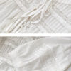 French Riviera Breathable Cotton Lace Ruffled Tie Front Womens Blouse