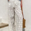 French Riviera Embroidered Breathable Cotton Womens Wide Leg Trousers