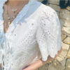 French Riviera Cotton Broderie Anglaise Womens Short Sleeve Blouse
