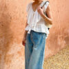 French Riviera Breathable Cotton Broderie Anglaise Womens Blouse