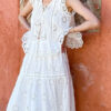 French Riviera Broderie Anglaise White Cotton Women Summer Top