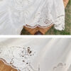 French Riviera Broderie Anglaise White Cotton Womens V Neck Blouse