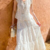 French Riviera Broderie Anglaise Cotton Womens Summer Midi Skirt