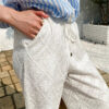 French Riviera Embroidered Breathable Cotton Womens Wide Leg Trousers