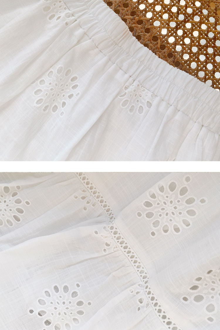 French Riviera Broderie Anglaise Cotton Womens Summer Midi Skirt