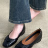 Modern Minimalist Soft Sheepskin Hidden Wedge Womens Square Toe Pumps