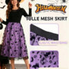 Halloween Flocked Print Tulle Womens Midi Skirt