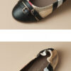 French Riviera Check Buckled Cap Toe Womens Slip On Ballet Pumps