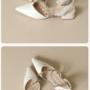 Casual Chic Studded Microfibre Womens Pointed Toe Block Heel Slingback