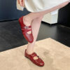 French Riviera Breathable Buckle Strap Womens Mary Jane Flat Shoes