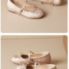 French Chic Satin Crystal Studded Bow Womens Mary Jane Ballet Flats