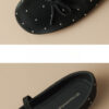 French Chic Satin Crystal Studded Bow Womens Mary Jane Ballet Flats