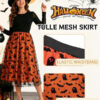 Halloween Flocked Print Tulle Womens Midi Skirt