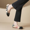 French Riviera Check Buckled Cap Toe Womens Slip On Ballet Pumps