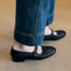 Modern Minimalist Sheepskin Low Heel Buckle Strap Womens Mary Janes