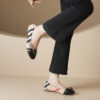 French Riviera Check Buckled Cap Toe Womens Slip On Ballet Pumps