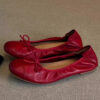 Casual Chic Soft Washed Leather Womens Bow Square Toe Ballet Flats