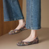 Romantic Bohemian Beaded Satin Womens Square Toe Flats